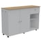 Tuhome Kitchen Island Cart Victoria, 4 Interior Shelves, 6 Carters, Drawer, 2 Door Cabinet, White/Light Oak MBD5461 - alternate 5